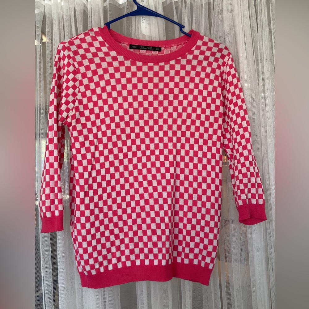 Zara Checkered Pink sweater top